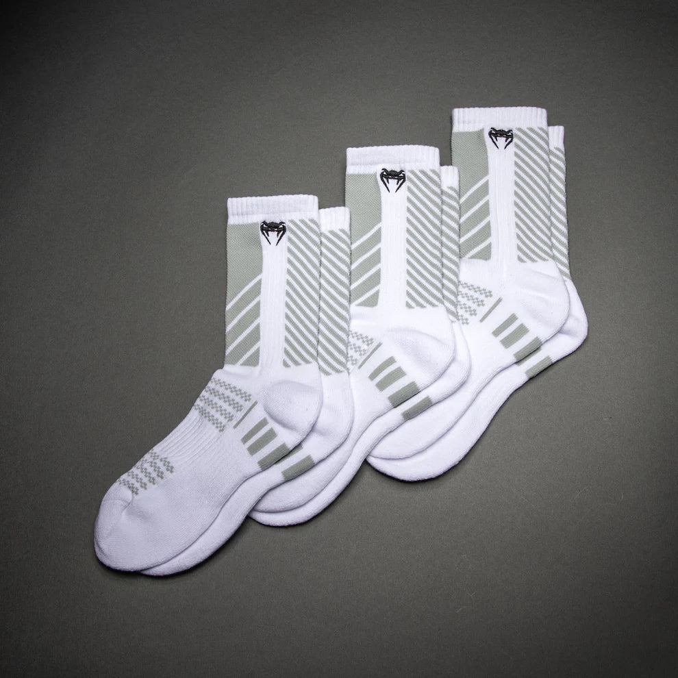 Venum Vector Crew Socks 3 Pack - White/Grey